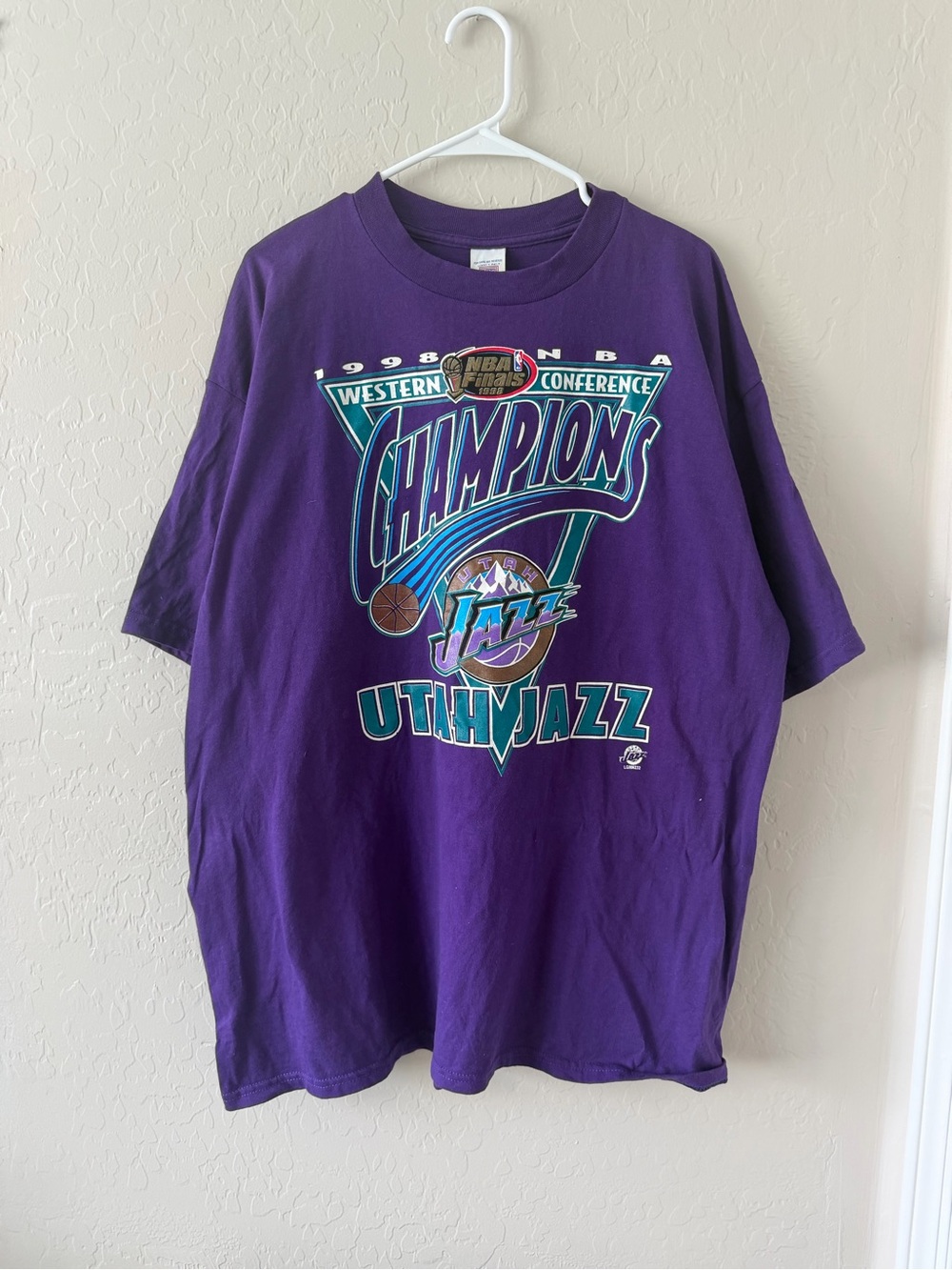 1998 Utah Jazz Purple Western Conference Champions Graphic T-Shirt